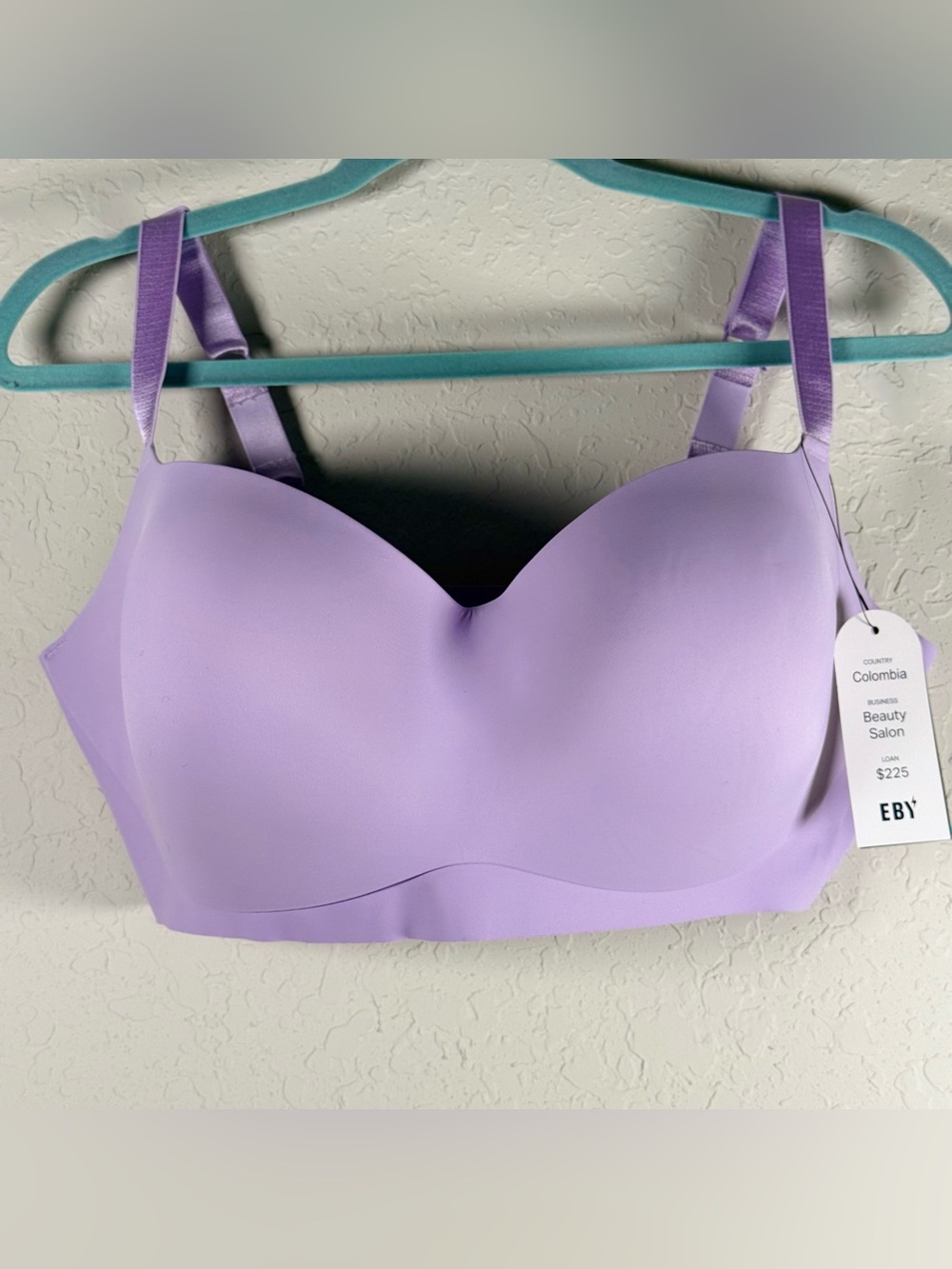 EBY Seamless Wireless Bra L/DD Lavender Purple Adjustable Straps NWT